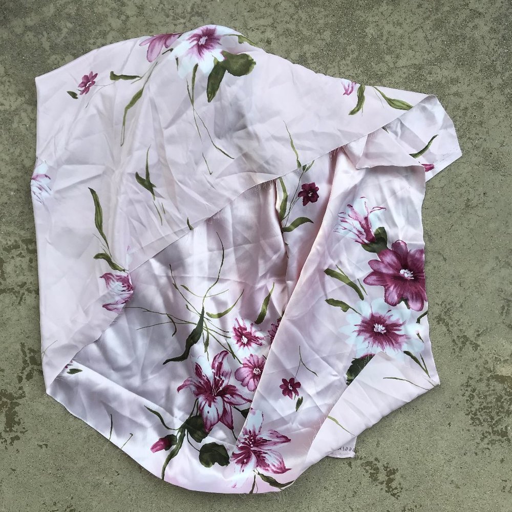 Pink Floral Satin Fabric